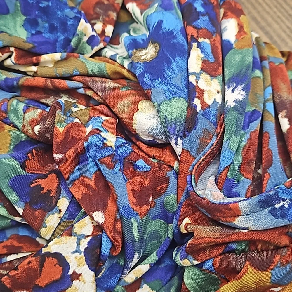 NWT West K Floral Faux Wrap Short Sleeve Dress Medium